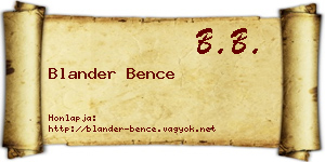 Blander Bence névjegykártya